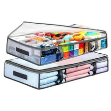 2 Pack Under Bed Storage Containers Bins, Humid-Proof Plastic Underbed Storag...