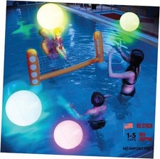 Pool Toys - 4/8 Pack Light Up Beach Balls for Kids w/ 8 Light Modes, 4 Pack