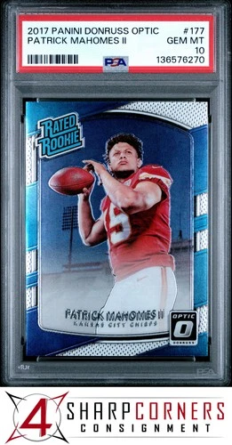 2017 PANINI DONRUSS OPTIC #177 PATRICK MAHOMES II RC RATED ROOKIE PSA 10