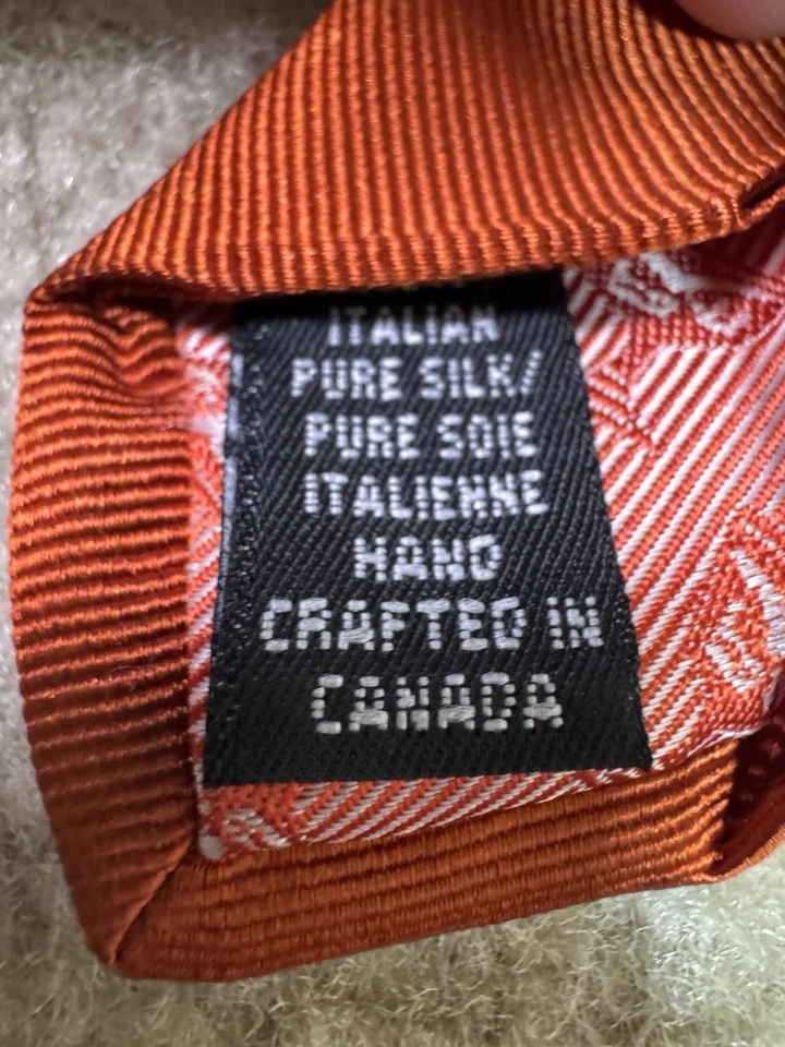 Vintage Dior Signature Tie 100% Italian Silk Orange - Image 3 of 4