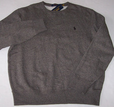 NWT Polo Ralph Lauren DARK GRAY HEATHER Fleece Sweatshirt Men's L BLACK PONY