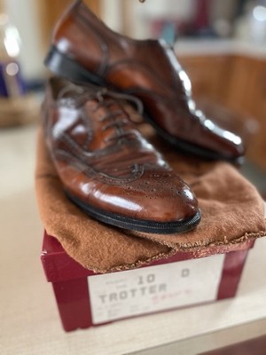 Salvatore Ferragamo Wingtip Dress Shoes Brown Leather Mens 10D Made in Italy