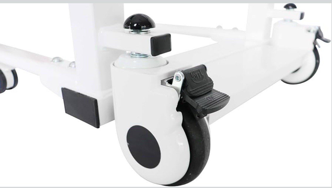 Patient Lift Transfer Chair Bathroom Wheelchair w/ 180° Split Seat and Commode