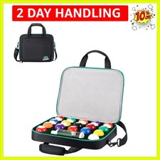 Luxury Padded Pool Ball Case - Holds 17 Balls - Black Billiard Carrying Bag