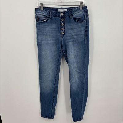 Kancan Jeans Skinny Mid Rise Buttons Medium Blue Size 9/28 Regular Womens