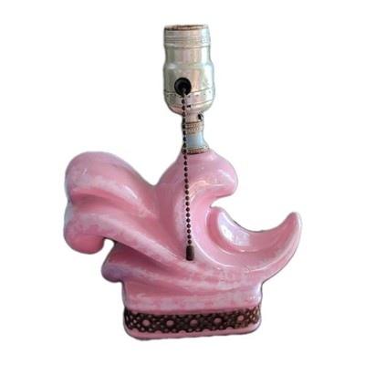 9" Pink Scroll Wave Fleur-De-Lis Style Boudoir Lamp Base Art Deco MCM Needs  TLC | eBay