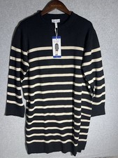 Jessica Simpson Dress Women Large Black/Tan Striped Polyester/Nylon