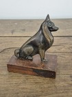 Ancien Chien En Bronze Sur Support Bois