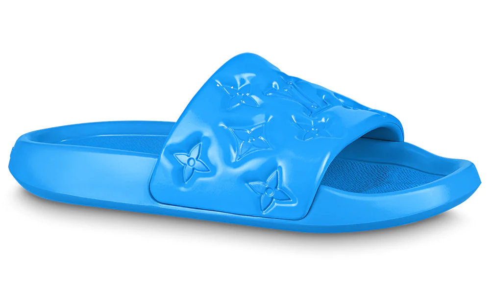 LOuIS VuITTOΝ ブルー サンダル 38 Louis Vuitton Waterfront Mule Bubble Monogram LV Blue Slide Sandal