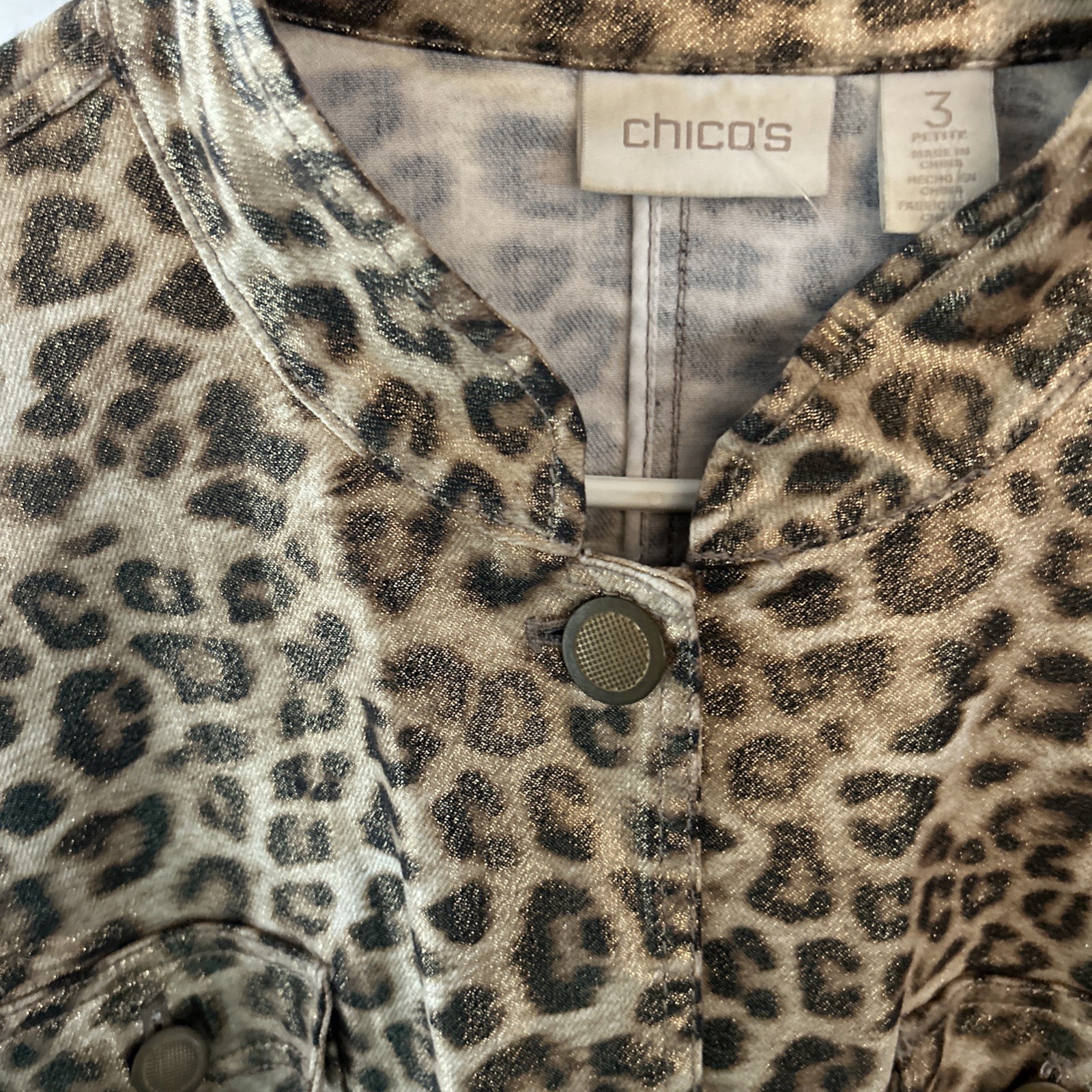 Chico's Brown Leopard Print Jacket Button Up Fron… - image 3