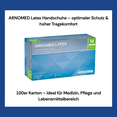 ARNOMED Latex Einweghandschuhe puderfrei | 100 Stück Box | Größen S–XL