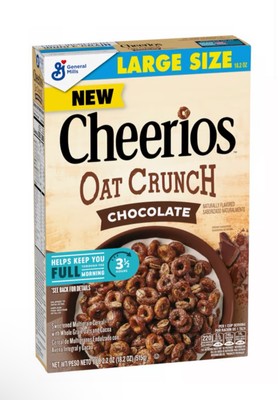   New Large Size Cheerios Oat Crunch Chocolate Healthy Breakfast Cereal 18.2oz