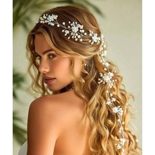 Gold Wedding Crystal Flower Hair Vine, Bridal Headpiece, Headband, Accessories