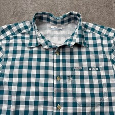Columbia PFG Super Slack Tide Camp Shirt Men S Blue White Plaid Fishing