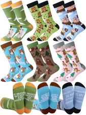 6 Pairs Groundhog Socks for Women Men Happy Groundhog Day Gifts Novelty Crew