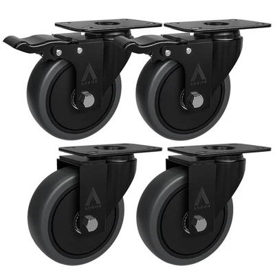 AUROH 4x 100mm 700KG Heavy Duty Large Rubber Swivel Castor Wheels for Furniture - UK