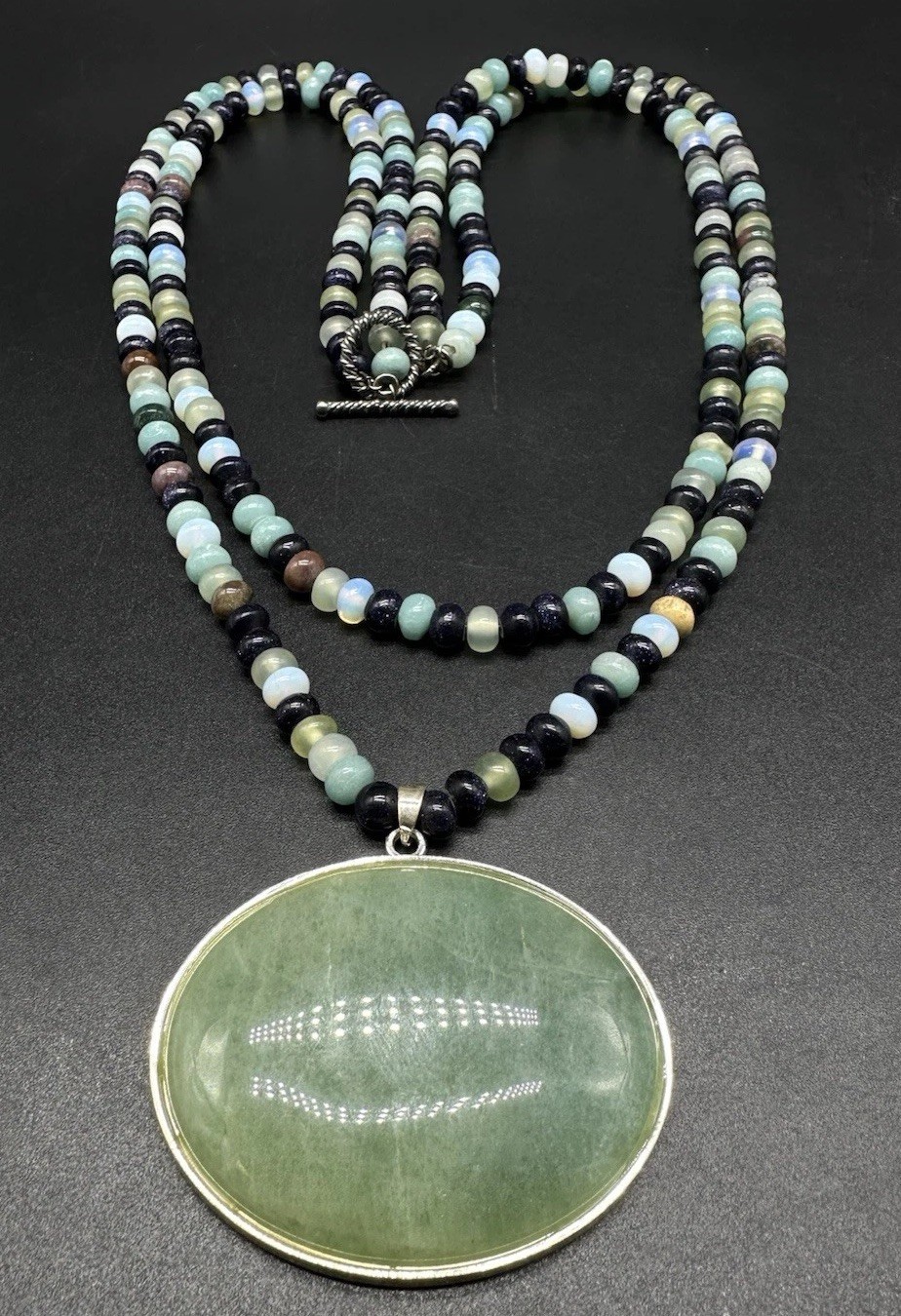 Beautiful Amazonite Stone Beaded Toggle Necklace … - image 1