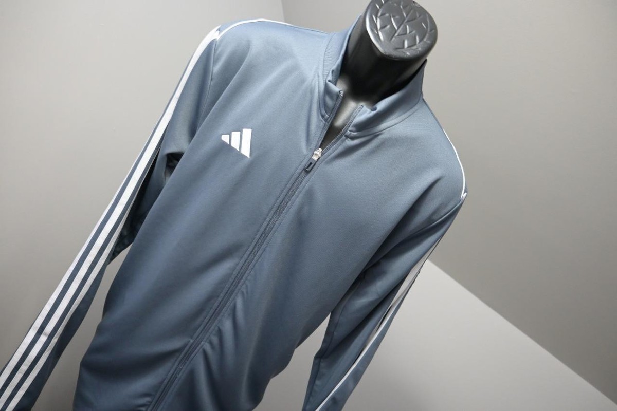 2023年 Adidas トラックジャケット 3XL 紺 グレー トレフォイル Adidas Track Jacket AreoReady Slim Fit Gray Tiro23 Full Zip Mens
