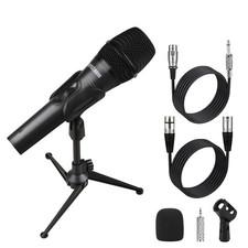 Professional XLR Microphone Wired with Stand, Metal Vocal Dynamic Microphone ...