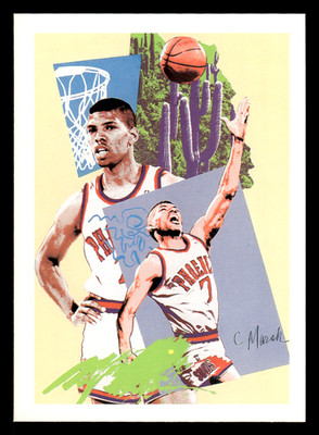 -CS- 1990-91 NBA Hoops Art Card Team Checklist - #375 Kevin Johnson (A) Suns