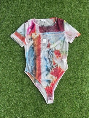 Fashion Nova Ease Your Mind Mesh Short Sleeve Bodysuit