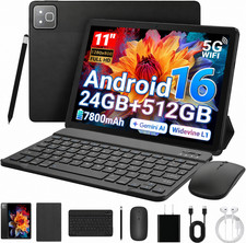 2026 10.1" Unlocked Android 16 Tablet 24GB 512GB with Gemini AI Wifi HD Bundle