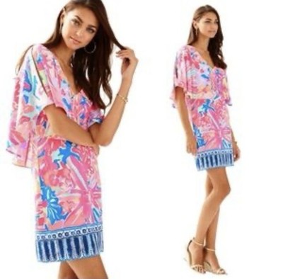 Lilly Pulitzer Gabrielle Caftan Dress Sz M multi Playa Hermosa Print Floral.