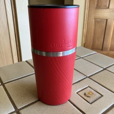 CAFFLANO KLASSIC RED & STAINLESS POUR-OVER TRAVEL COFFEE SET FILTER GRINDER NWOB