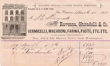RAVENNA, GHIRARDELLI 1880 BILLHEAD (Ghiradelli) PASTA  San Francisco CALIFORNIA