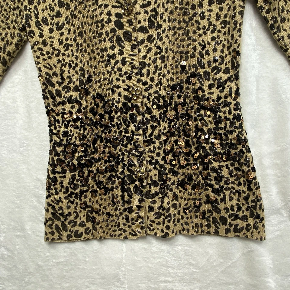 Cárdigan suéter acanalado con botones estampado animal negro/marrón talla M de Berek para mujer Foto 4 de 4