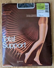 VTG JCPenney Active Legs Pantyhose Total Support Average Off Black Reinforced