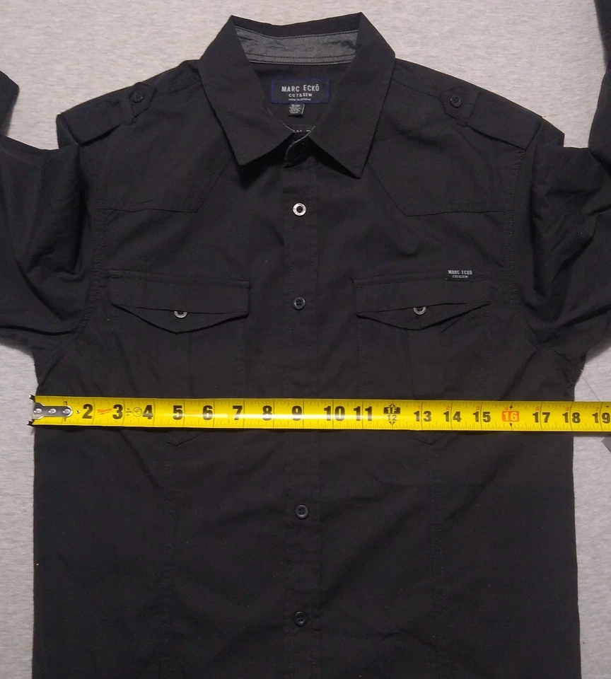 Marc Ecko Button Up Shirt Adult Small Short Sleeve Black Cut & Sew - Image 2 of 4