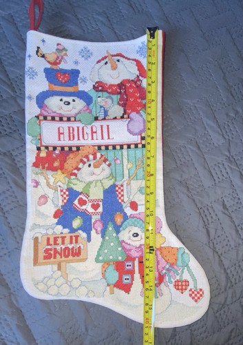 Needlepoint Snowman Let It Snow Christmas Tree Stocking Personalized For ABIGAIL - Picture 7 of 10