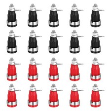 20 Pcs Banana Female Socket, 30.5 x 4mm, for Audio/Video Amplifiers, Red/Black