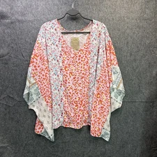 Women's XL Mixed Print Top Polyester Boho Lightweight