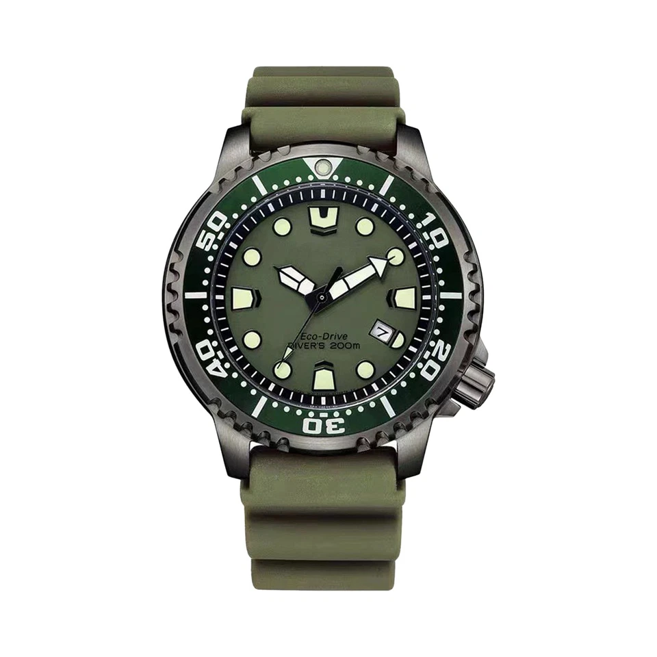 Reloj estilo C#itizen para hombre Promaster fecha acero inoxidable luminoso bisel giratorio Foto 3 de 4