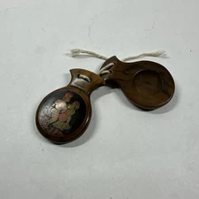 Wooden Castanets With Inlaid Dancing Couple Only One Set For One Hand
