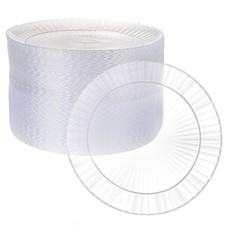 Ilyapa 100 Fancy Clear Plastic Plates, 9 Inch - Premuim Disposable Plastics