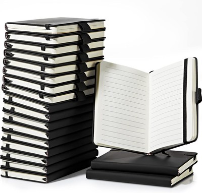 Laumoi 20 Pack Pocket Notebook Journals 3.7'' x 5.7'' Hardcover Small Black 