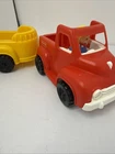 Vintage 1994 Fisher-Price Little People Red Pickup Truck & Yellow Trailer Toy