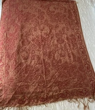 NWT Pashmina Scarf Wrap Shawl 100 % Pashmina Paisley Orange Gold autumn