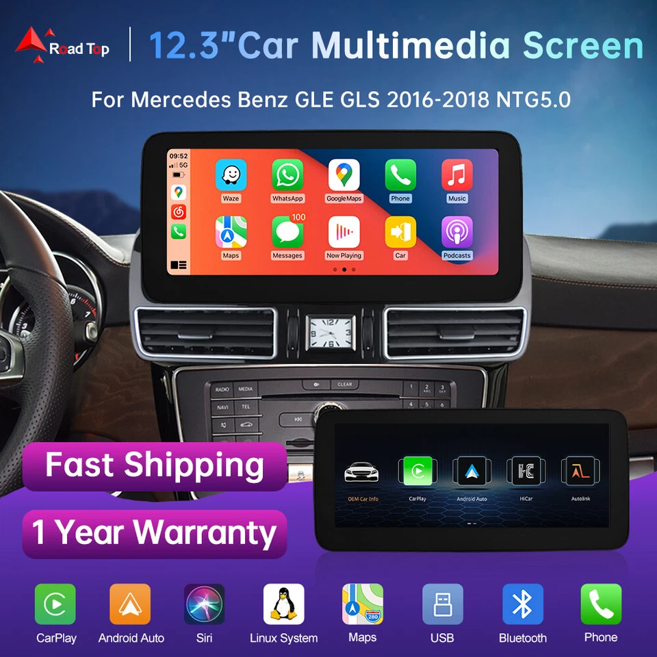 12,3' Wireless CarPlay Multimedia Touchscreen für Benz GLE GLS NTG5.0/5.1/5.2