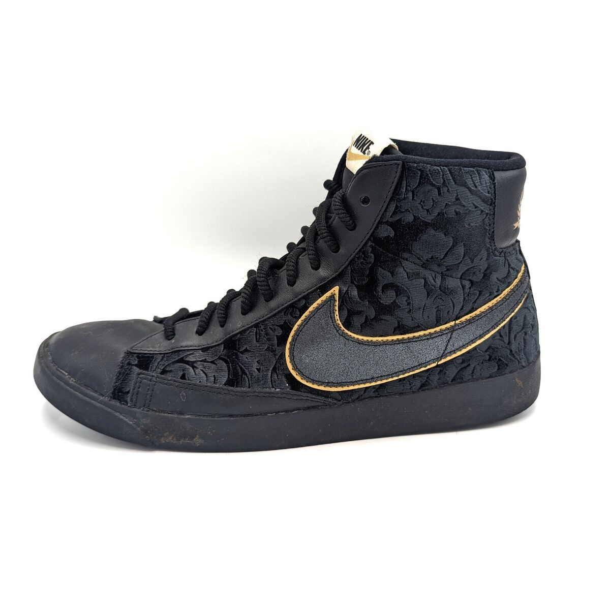 Nike Blazer Mid Black VELVET Floral Metallic Gold Sneakers Nike Blazer Mid Black VELVET Floral Metallic Gold Sneakers