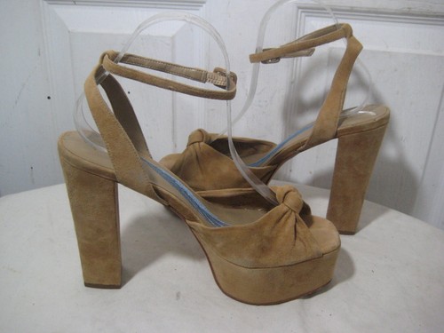 Brian Atwood B-GABBY Tan Suede Leather Platform Heel Sandals Women's Size 9 M - Picture 13 of 24