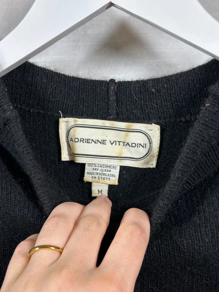 Винтажное женское платье Adrienne Vittadini средний размер черное кашемировое мягкое готическое 90-е - Изображение 4 из 4