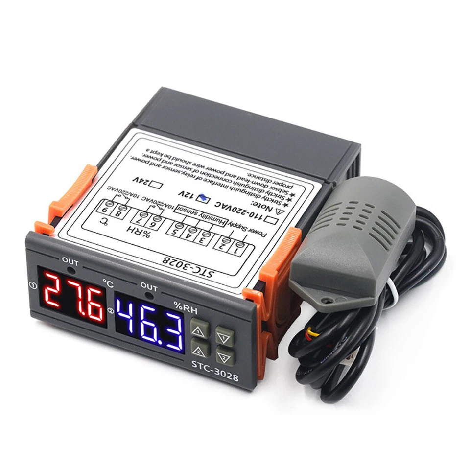 Dual Digital Thermostat Temperature Humidity Controller DC12V for Incubator - Image 4 of 4