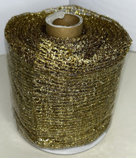 Gold Decorative Decor Mesh Ribbon Diamond Fishnet Pattern FULL ROLL 6in x 15yd