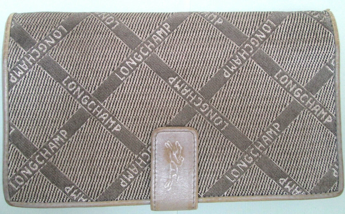 LONGCHAMP portefeuille porte monnaie compagnon toile cuir gris