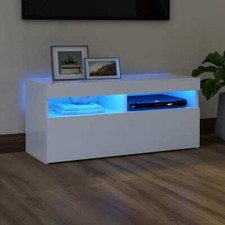 itzcominghome TV Unit Cabinet Stand 90cm High Gloss/matt with Door LED Lights UK