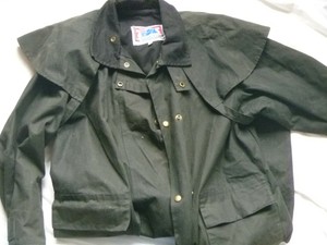 black oilskin duster